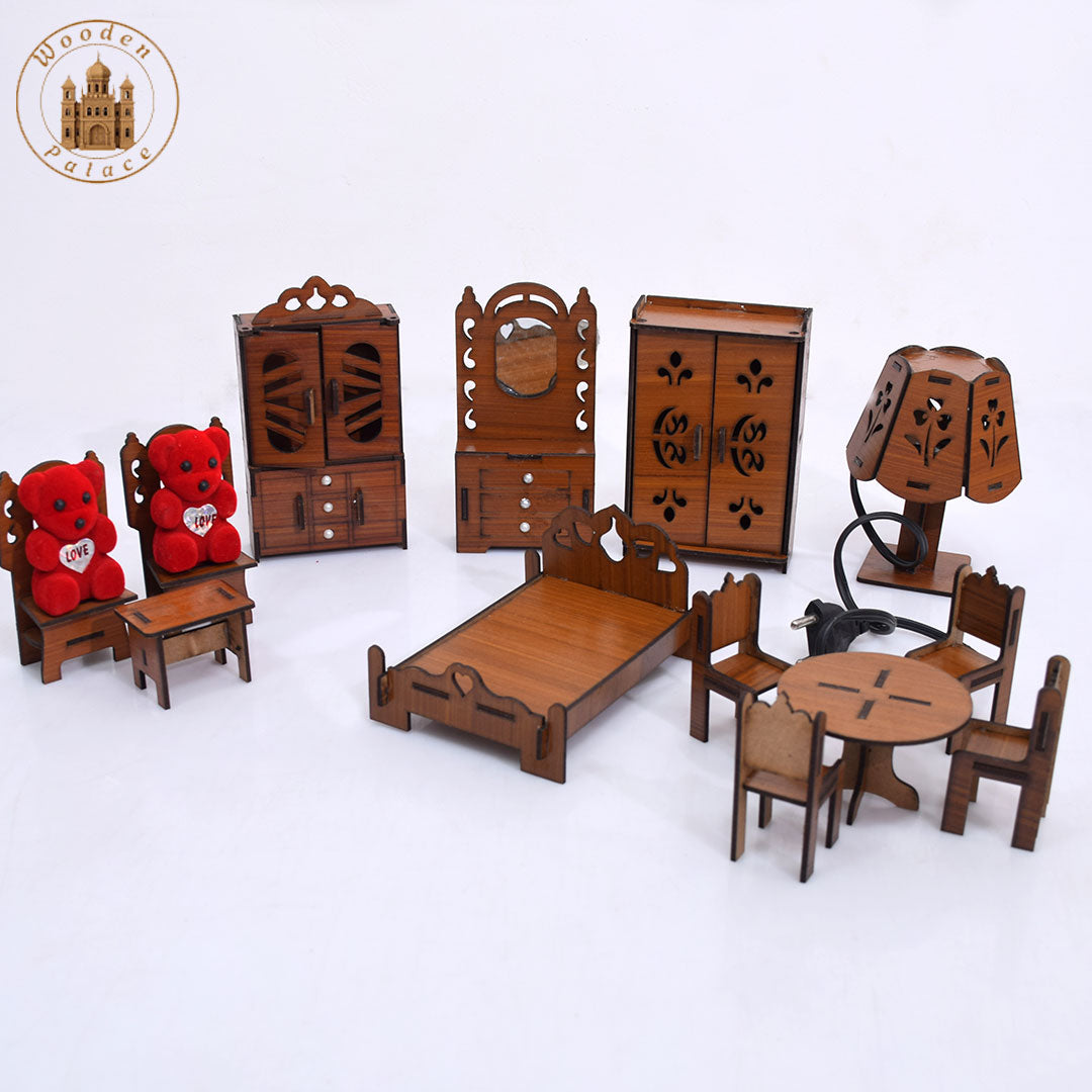 Handmade Wooden Mini Furniture Set for Kids (15 pieces medium set)