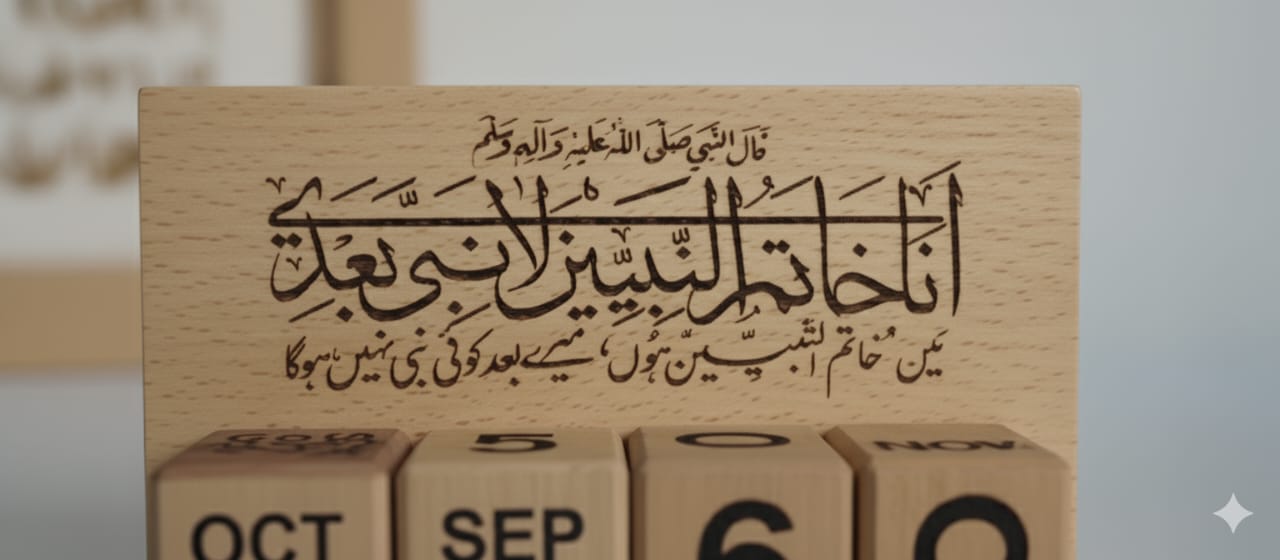 Islamic Wood Desk Organizer And Calendar