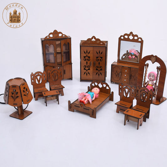 Handmade Wooden Mini Furniture Set for Kids [14 piece large set] Best Deal☑️